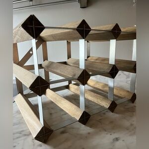 Wood and Metal Wine Rack Shelf 13 x 9 x 9 Natural Unfinished Wood